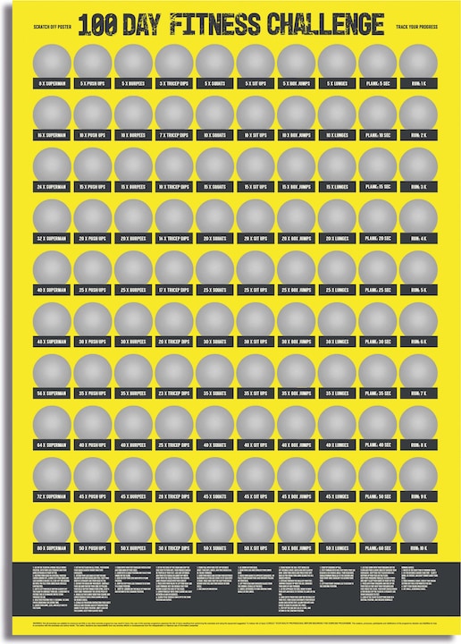 Produktbild Out of the blue 100 Tage Fitness Challenge Scratch off Poster zum Rubbeln