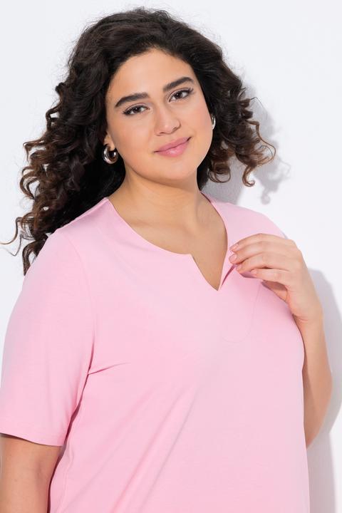 Immagine prodotto Ulla Popken T-shirt dal taglio svasato con scollo a tunica e mezze maniche (42, 44)