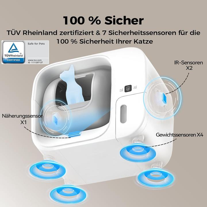 Actual product image AmiCura Cura 3 Selbstreinigende Katzentoilette,Auto Füllende Katzenklo Geruchskontrolle,TÜV,App,60L (Self-cleaning litter tray)