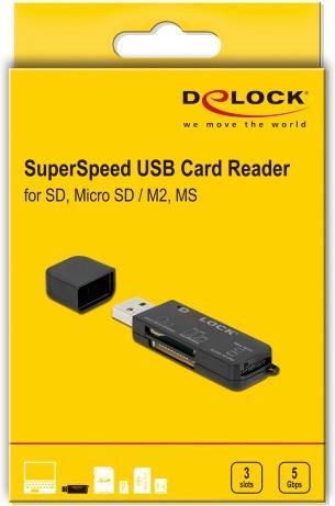 Produktbild Delock SuperSpeed USB Card Reader für SD / Micro SD / MS Speicherkarten (USB-C 3.2 Gen 1)