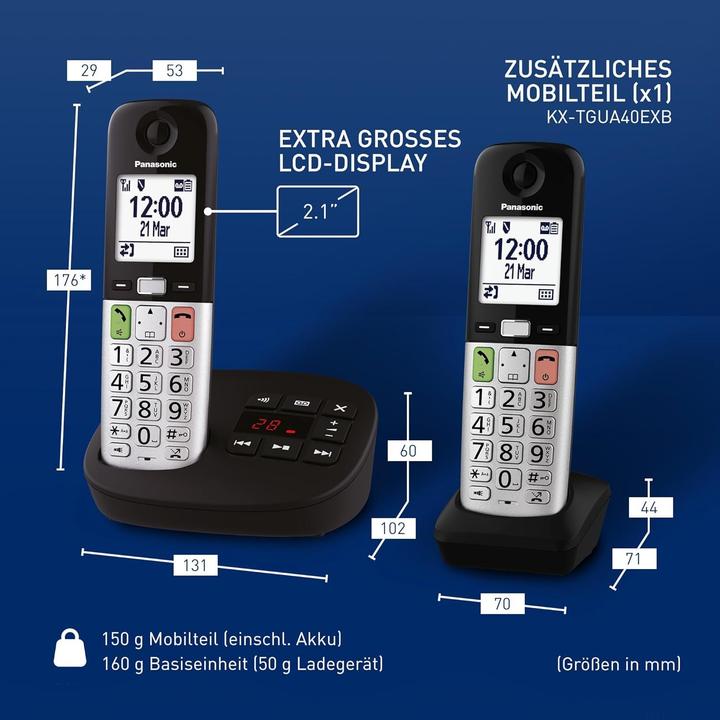 Produktbild Panasonic KX-TGU430EXB DECT Telefoon met Groot Display/Toetsen - Duo Set