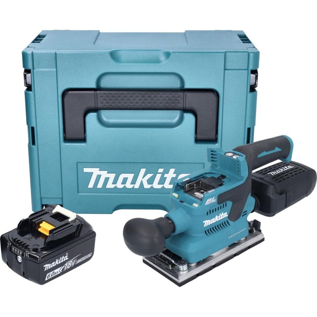 Thumbnail - Makita, Schleifmaschine + Poliermaschine, DBO 382 G1J Akku Schwingschleifer 18 V 93 x 185 mm Brushless + 1x Akku 6,0 Ah ...