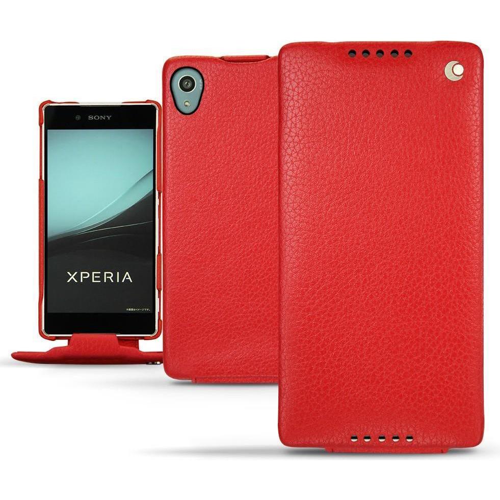 Noreve Lederschutzhülle vertikal (Sony Xperia Z4/ Z3+), Smartphone Hülle, Rot