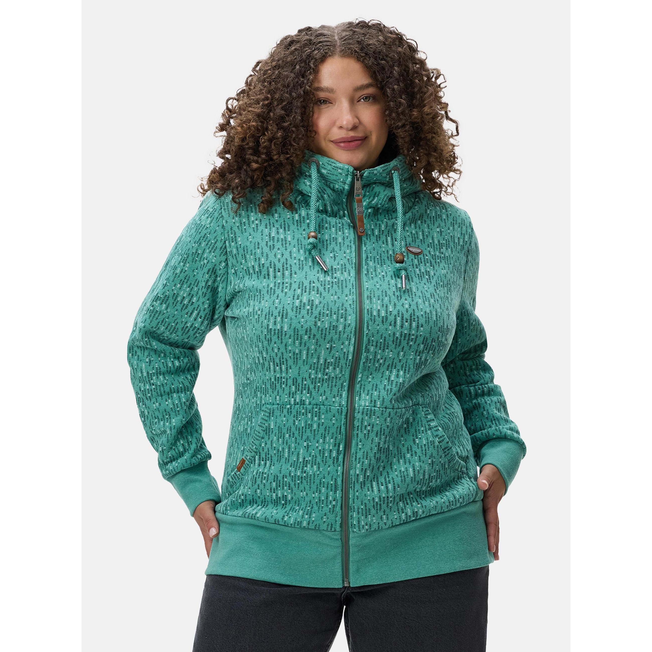 Ragwear, Damen, Pullover, Neska Print Zip Plus, Grün, (44)