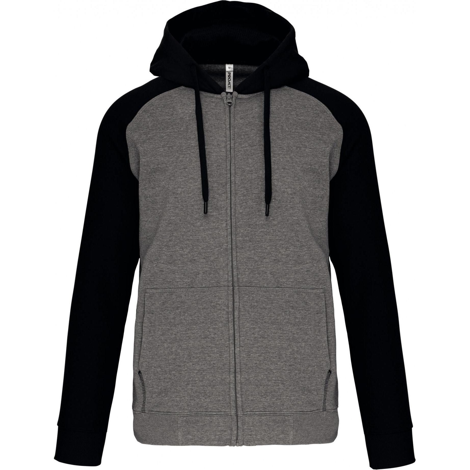 Proact, Pullover, Sweatshirt Zipper mit Kapuze aus zweifarbigem Molton, Grau, (M)
