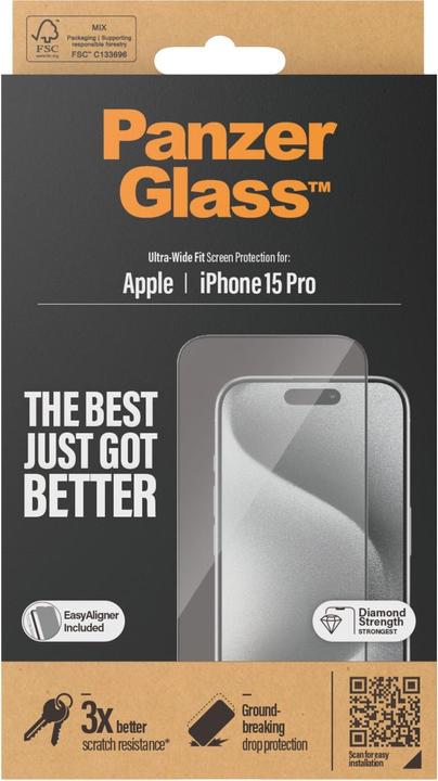 Productafbeelding PanzerGlass Privacy Screen Protector iPhone 2023 6.1" Pro Ultra-Wide Fit (1 Stuk, Apple iPhone 15 Pro)