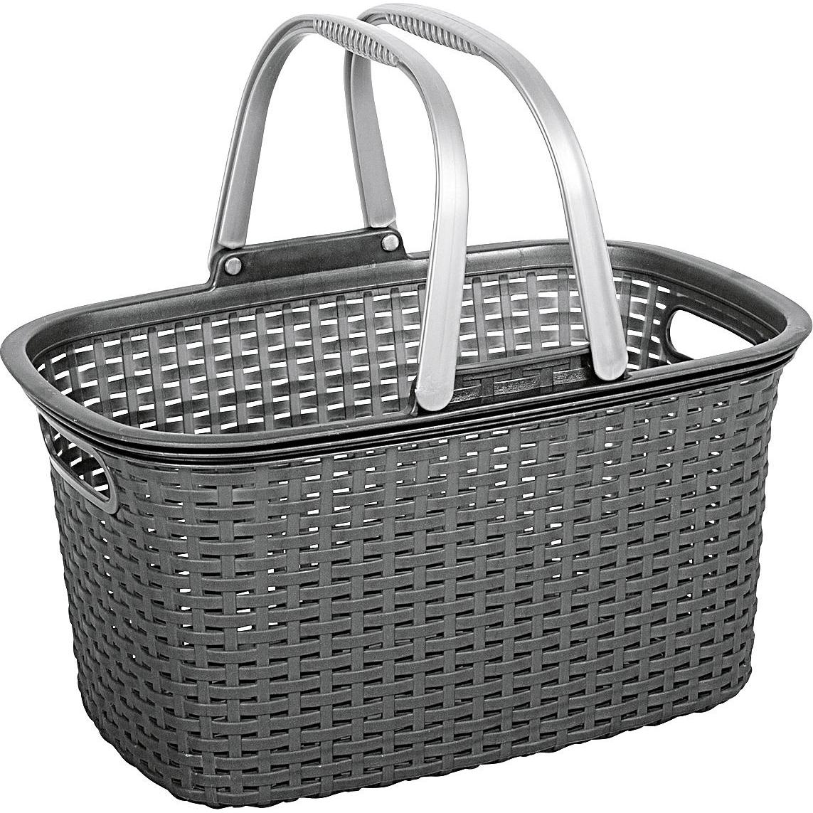 5x Rival, Einkaufshilfe, Einkaufskorb 18 l 48x29x24cm stahlgrau mit 2 Griffen, Grau