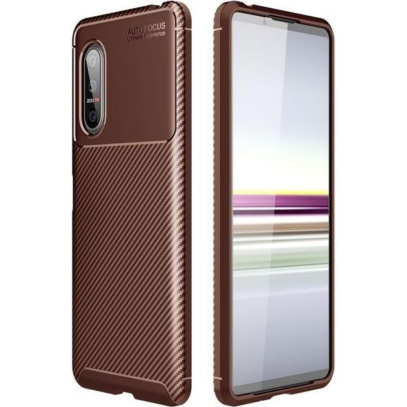 MU Style Carbon Fiber TPU Softcase Series (Sony Xperia 5 II), Smartphone Hülle, Braun