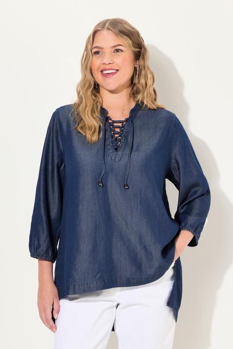 Produktbild Ulla Popken Lyocell-Tunika, Jeansoptik, Tunika-Ausschnitt, 3/4-Arm (46, 48)