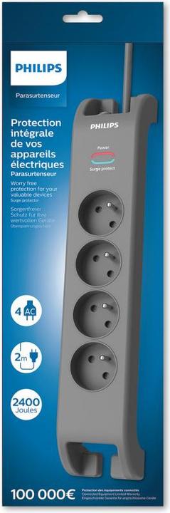 Image du produit MCL Philips Multiplug Sp 4-Socket 2m Grey (4x, 2 m)
