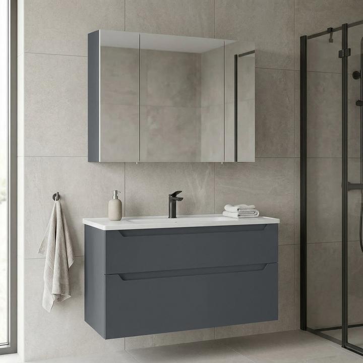 Produktbild Homitis Messina 100 v2 Bathroom Cabinet With Sink & Mirror Set (2 Pieces)