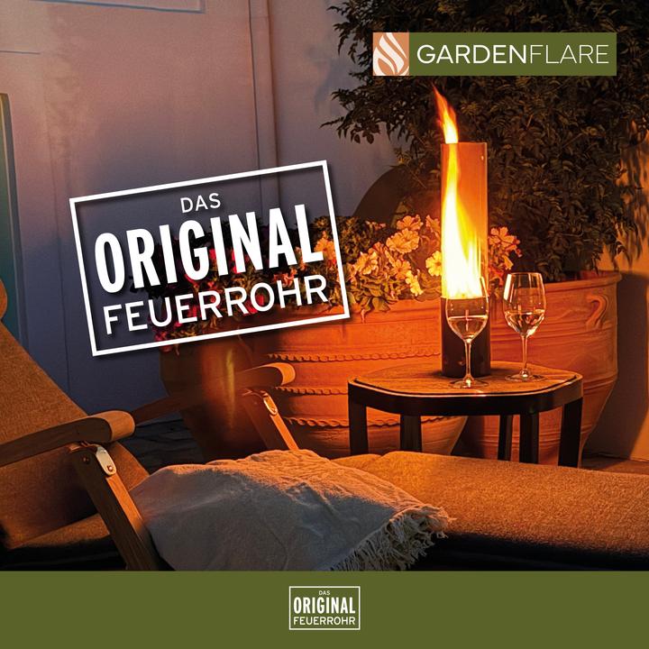 Actual product image Gardenflare Tischfeuer – elegante kleine Edelstahl Feuersäule und Pelletfackel - schwarz
