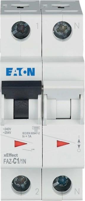 Produktbild Eaton MCB, 1A, C-type, 1Pole+N, 15kA