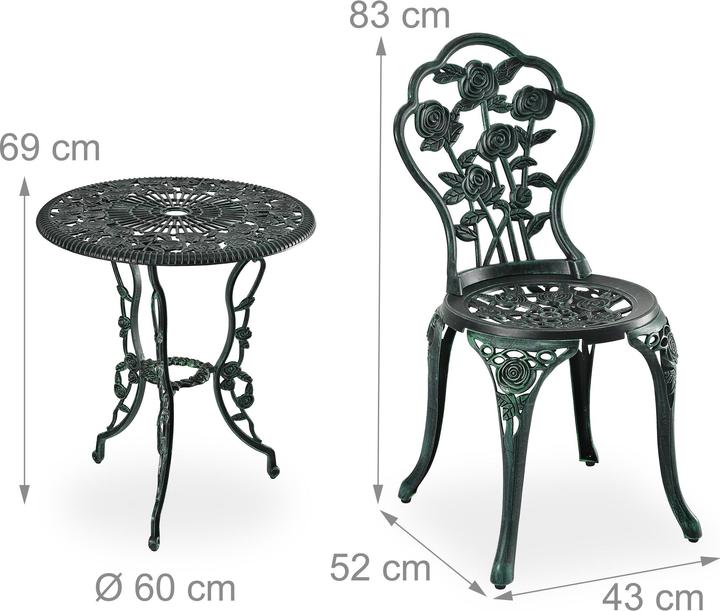 Produktbild Relaxdays 3-tlg. Gartenmöbel-Set (60 x 69 cm)
