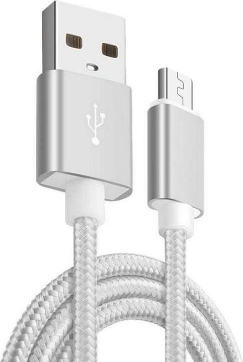 Hermex Anki Micro USB Métal Câble de charge Tissu Câble de données 1m ARGENT (1 m, USB 3.0)
