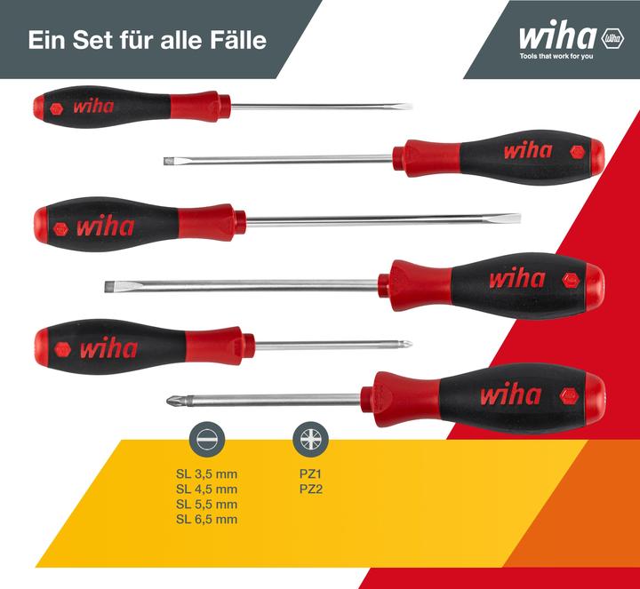 Actual product image Wiha Screwdriver set (Slotted screws, Pozidriv cross recess (PZ))