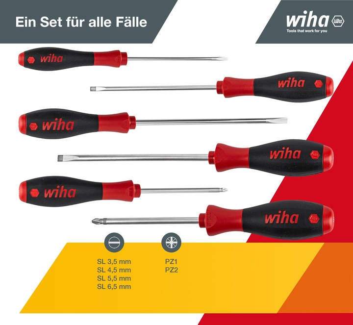 Actual product image Wiha Screwdriver set (Slotted screws, Pozidriv cross recess (PZ))
