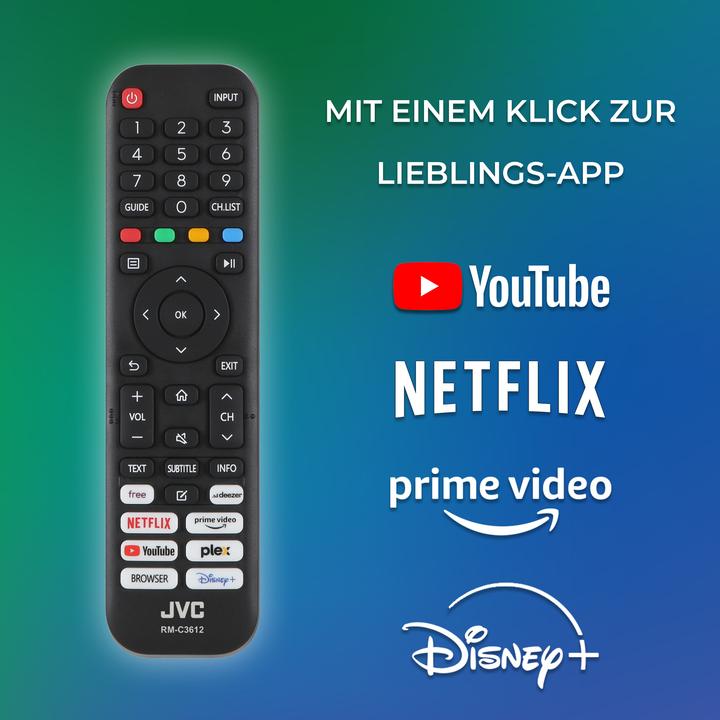 Produktbild JVC QLED Fernseher 55 Zoll Smart TV VIDAA LT-55VDQ6555 4K UHD TV Dolby Vision HDR Triple-Tuner (55", QLED, 4K)