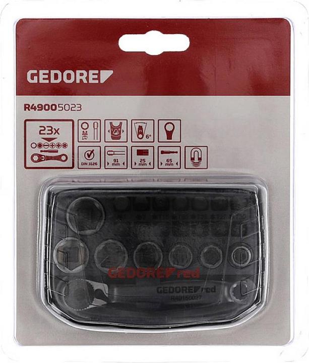 Productafbeelding Gedore Red BitRatchetSet /4 BitFix.Adapter compact (6 mm, 12 mm, 10 mm, 7 mm, 11 mm, 8 mm, 9 mm, 13 mm)