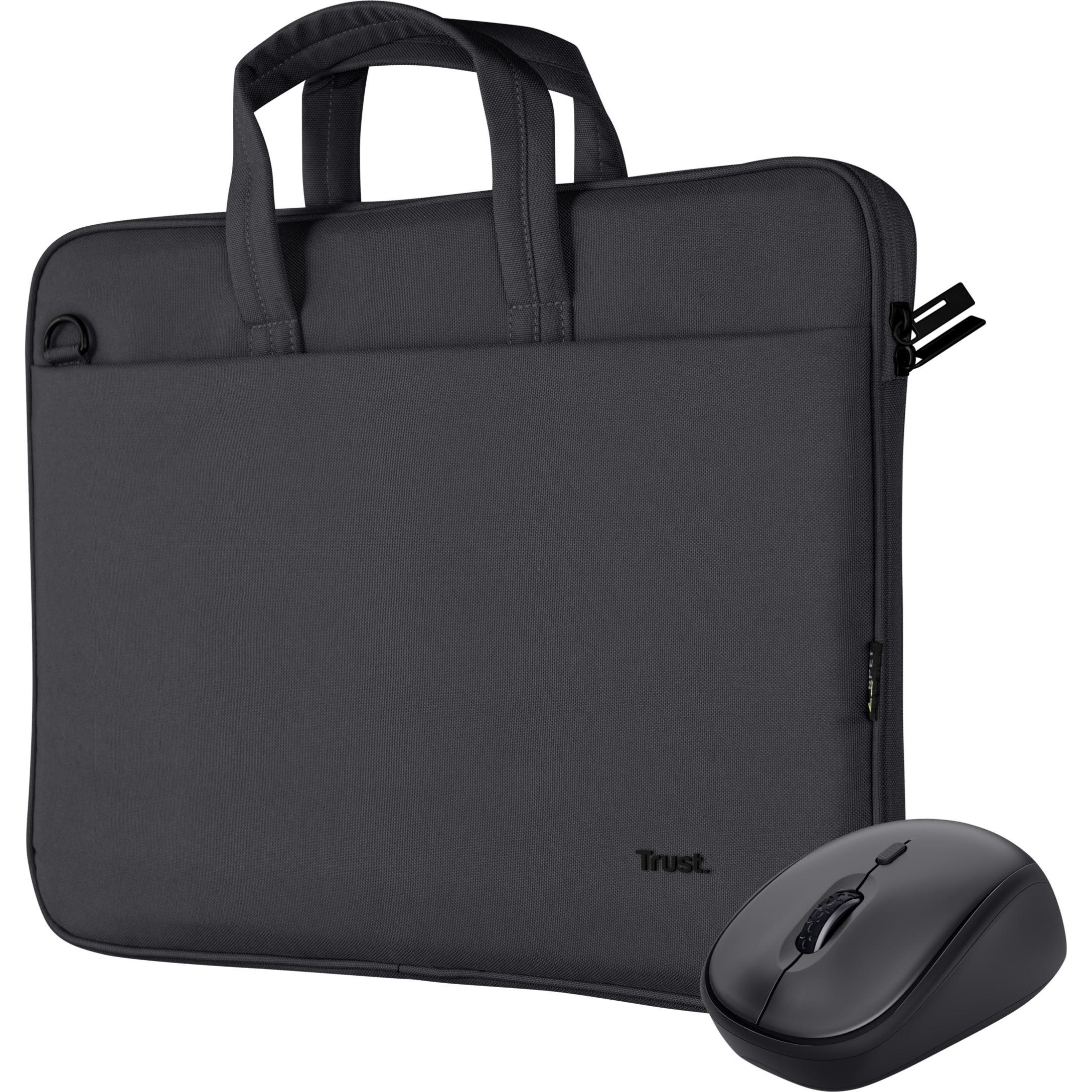 Trust Bologna Bag And Mouse Set Black (15.98", Universal), Notebooktasche, Schwarz