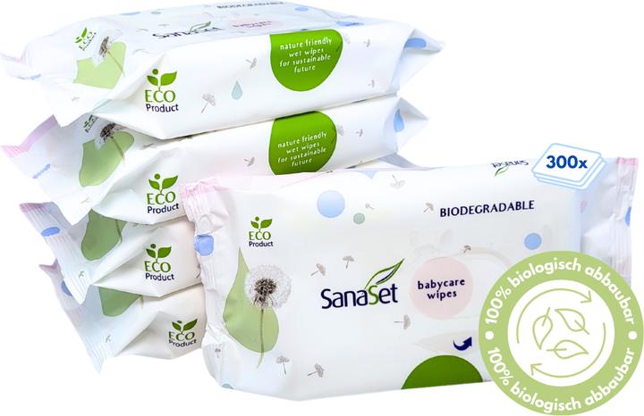 SanaSet Baby Feuchttücher (mit Aloe Vera, Kamille & Olivenöl) - biologisch abbaubar, ECO