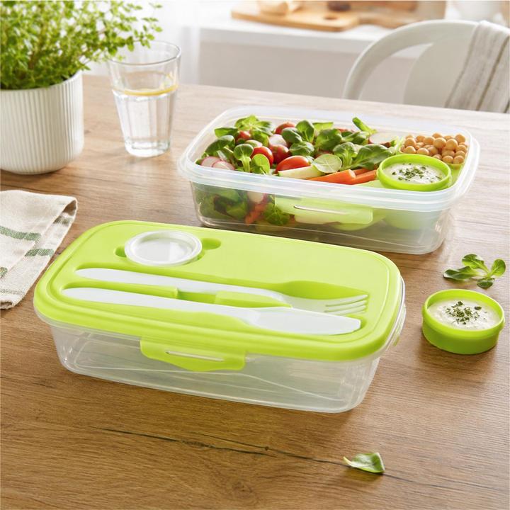 Produktbild neuetischkultur 6er Set Frischhaltedosen mit Besteck und Dressingdose Meal Prep Boxen