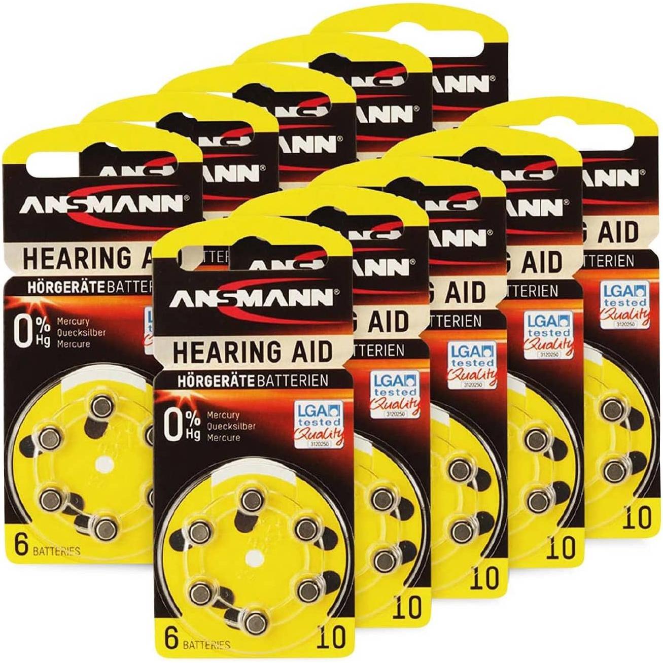 Thumbnail - Ansmann Hörgeräte-Batterie, HEARING AID, PR70, Grösse 10, 60 Stück (PR70, 100 mAh), Batterien + Akkus