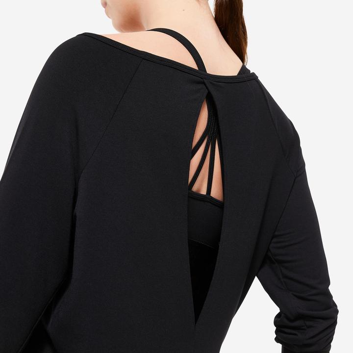 Produktbild Domyos Sweatshirt Modern Dance Damen fliessend - schwarz (L)