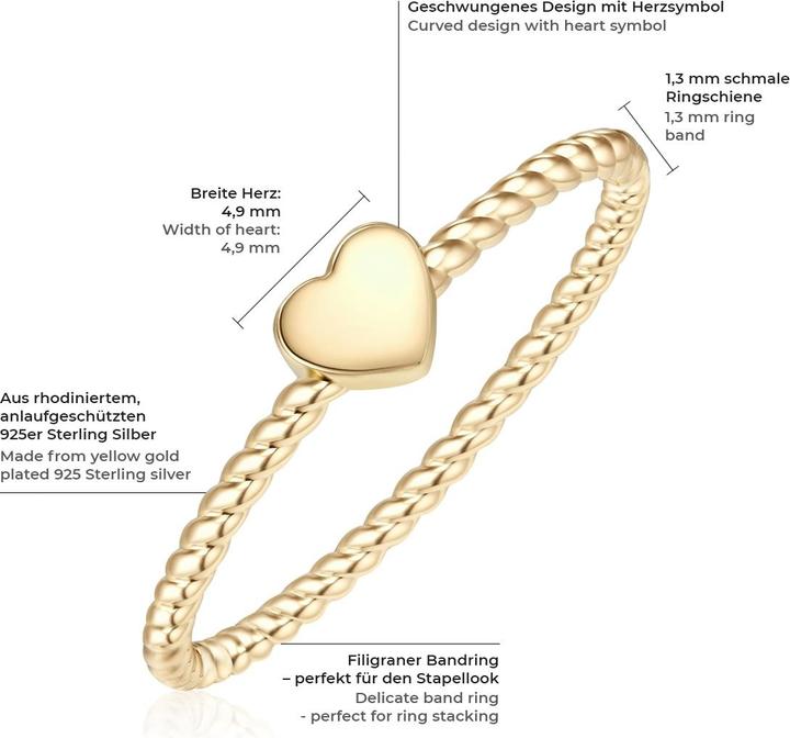 Immagine prodotto Glanzstücke München Cuore da donna in argento sterling e oro giallo - 10100 (56, 925 Argento)