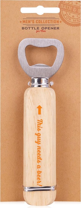 Produktbild Accentra Flaschenöffner MEN'S COLLECTION mit Holzgriff, mit Print 'This Guy Needs A Beer!', VE 12/48