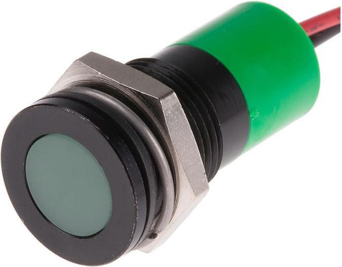 Produktbild RS PRO LED 14mm Chromblende 6-36Vdc Grün +Kabel