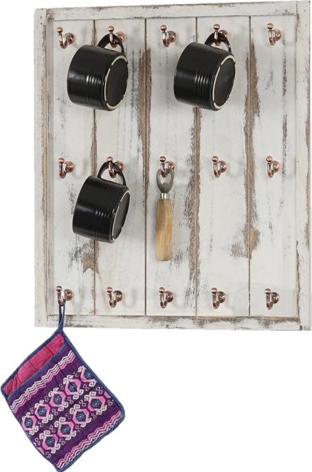 Actual product image Swisshandel24 Cup Holder, Hanging Shelf Cup Board Wall Shelf, Shabby Look Vintage 50x45x5cm - white