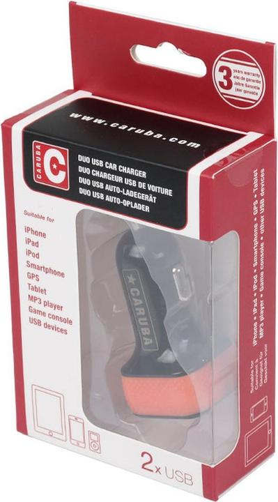 Image du produit Caruba Chargeur de voiture Duo USB 4,8 ampères noir/rouge