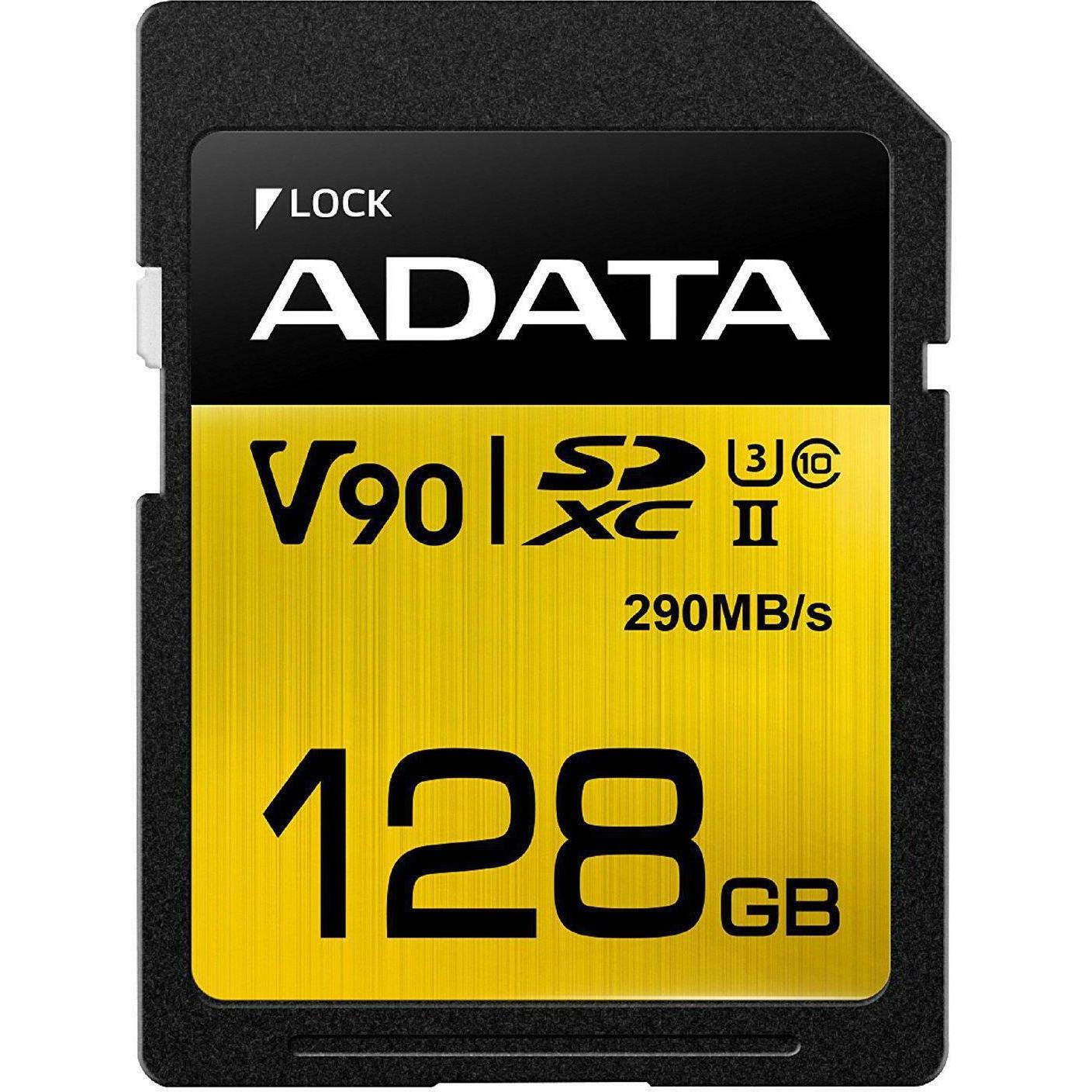 Adata SDXC-Karte Premier ONE UHS-II 128 GB (128 GB, SDXC, U3, UHS-II), Speicherkarte, Gold, Schwarz