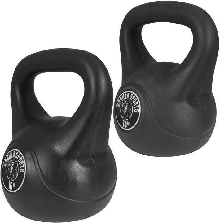 Actual product image Gorilla Sports Kettlebell plastic (1 x 8 kg, 1 x 12 kg, 1 x 10 kg)