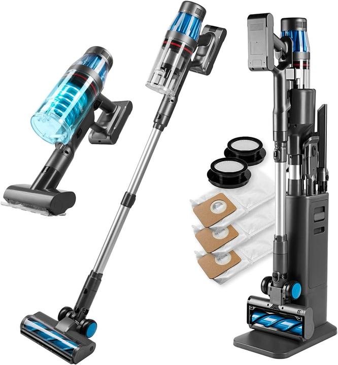 Actual product image CleanMaxx AeroTec Cordless Vacuum with Auto-Empty Station, 34 kPa Suction, 60-Min Runtime, UV-C Mite Nozzle
