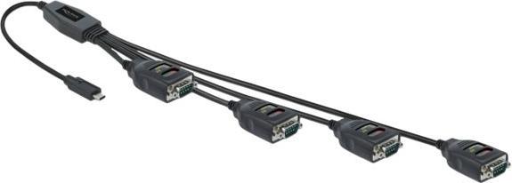 Actual product image Delock USB Type-C™ to 4 x Serial RS-232 DB9 adapter with 15 kV ESD protection (0.72 m, VGA)