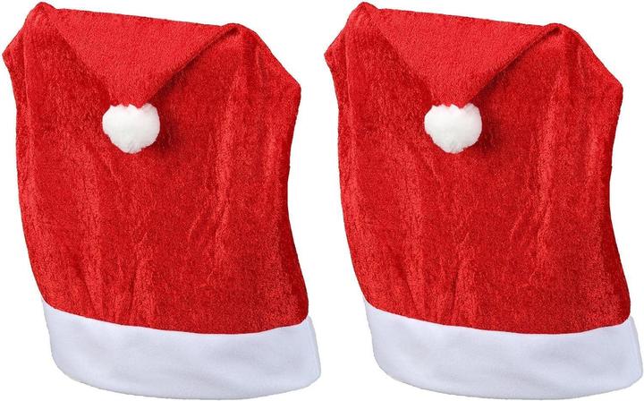 Actual product image Novaliv Christmas Chair Covers Set of 2 I Velvet I Red I Father Christmas Hat I Chair Cover Christmas