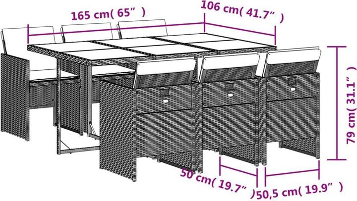 Produktbild vidaXL Garten Essgruppe (165 x 106 x 73 cm)