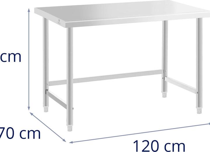 Actual product image Royal Catering Stainless steel table - 120 x 70 cm - 93 kg load capacity - (70 cm, 120 cm)