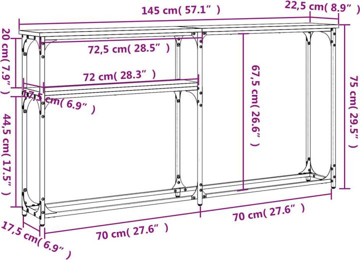 Actual product image vidaXL Konsolentisch (22.50 x 145 x 75 cm)