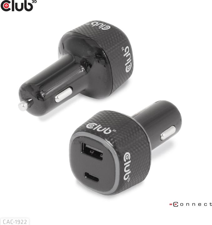 Image du produit Club 3D Club3D Chargeur USB pour voiture 1xUSB C, 1xUSB A, 63W, 12/24V retail