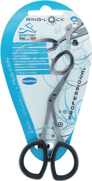 Actual product image Premax Embroidery scissors Ring Lock angled 100mm (10 cm)