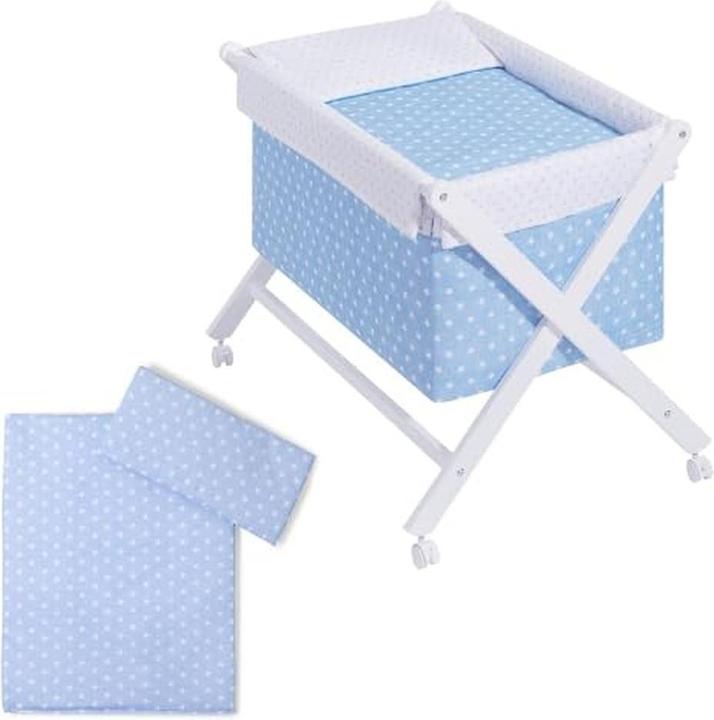 Immagine prodotto Interbaby Culla In X - Faggio Bianco + Lenzuola+Costumi+Materassi - Blu