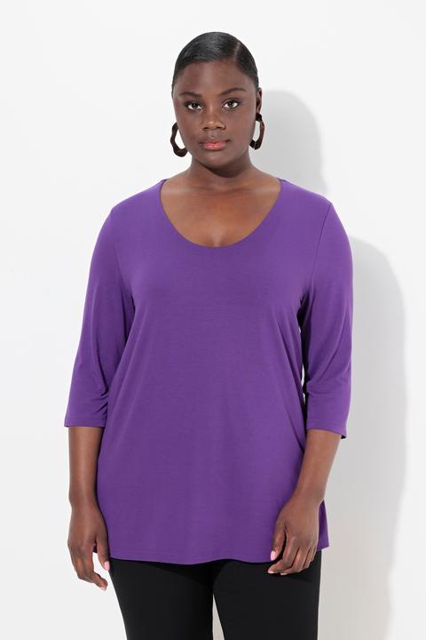 Produktbild Ulla Popken Shirt, tiefer Rundhalsausschnitt, 3/4 Arm (46, 48)