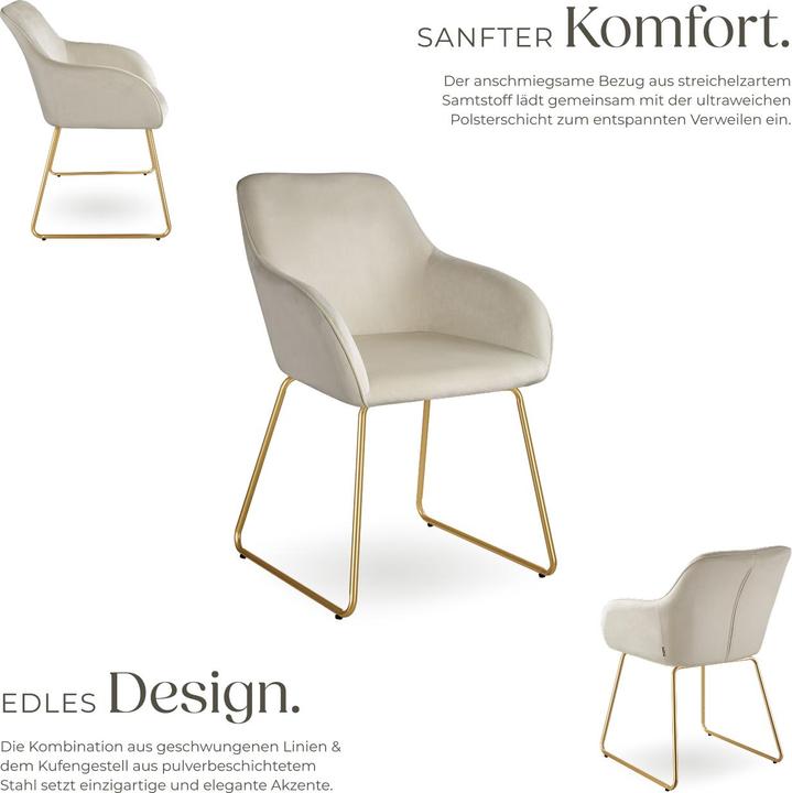 Actual product image tectake Dining chair Jeane, velvet look, cantilever frame