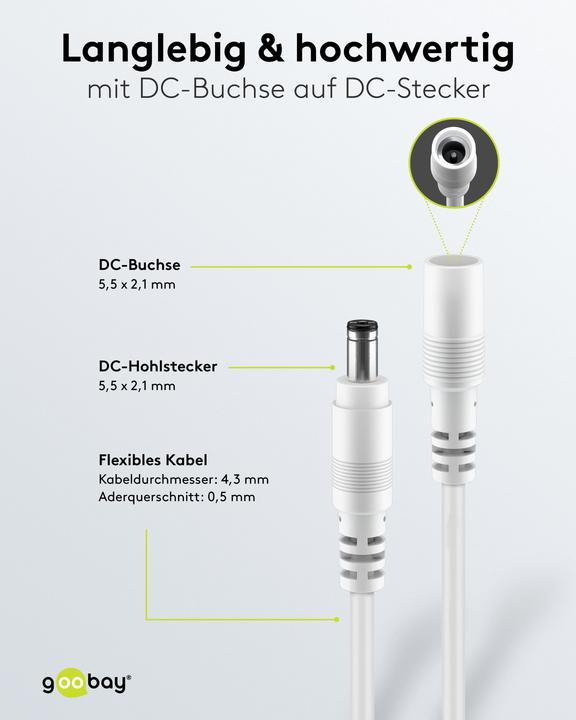 Actual product image Goobay DC-Verlängerungskabel, 3 m, weiss (3 m)