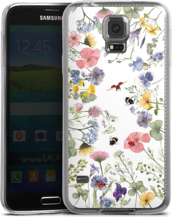 Produktbild DeinDesign Slim Case für Samsung Galaxy S5 Silikon Hülle Ultra Dünn Handyhülle Biene Blumen Muster (Samsung Galaxy S5)