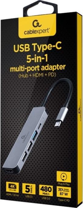 Produktbild Gembird Multi Port Adapter USB Type C (USB-C, 5 Ports)