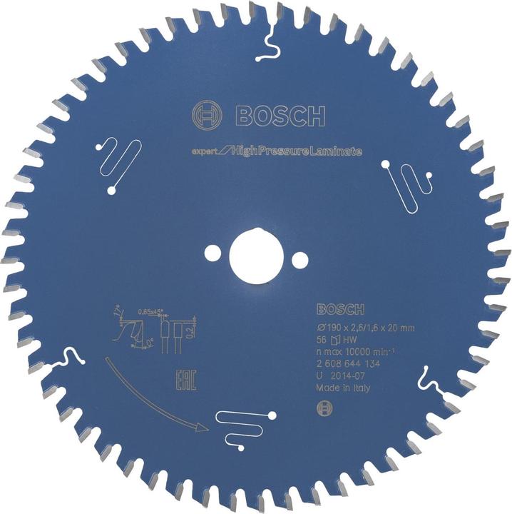 Image du produit Bosch Professional Zubehör Lame de scie circulaire Expert for High Pressure Laminate, 190 x 20 x 2,6 mm, 56